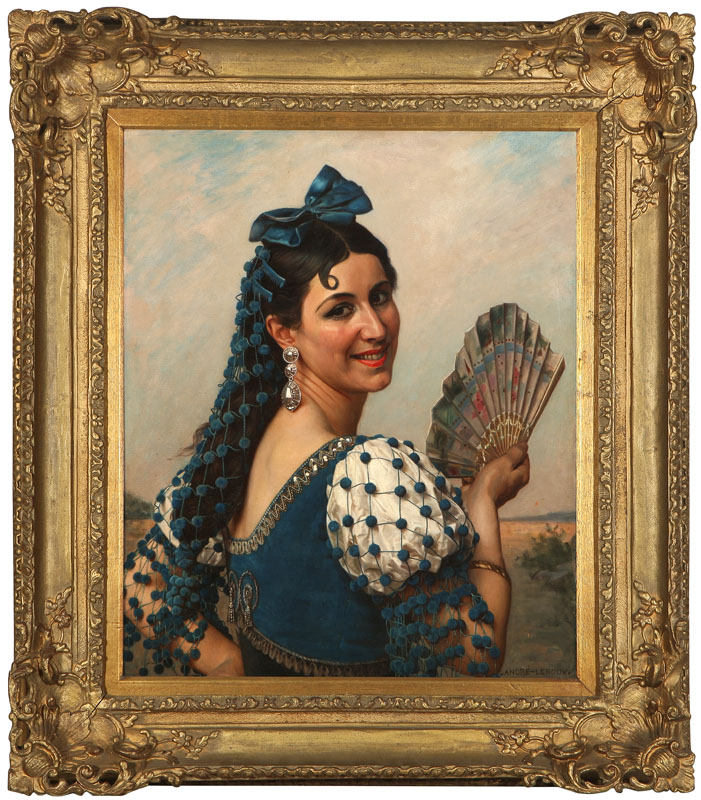 Spanish Lady with a Fan oil on