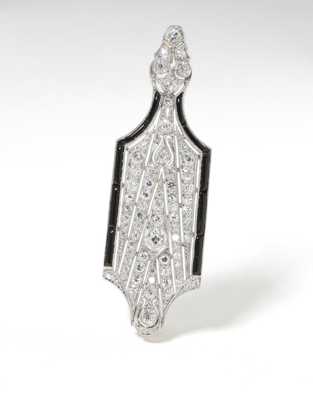 Art deco platinum diamond and onyx 1428cf