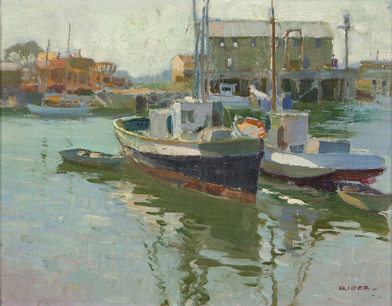  Resting boats in a harbor oil 1429cd