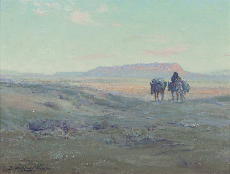 Desert Twilight cowboys and mules