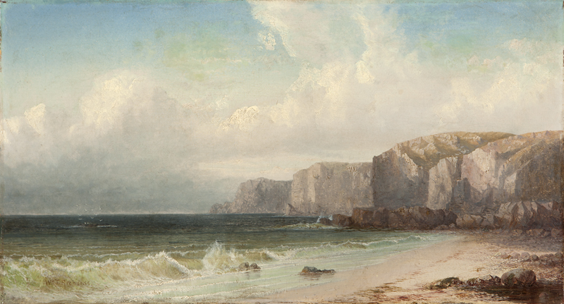 Rocky cliffs coastal oil on canvas.