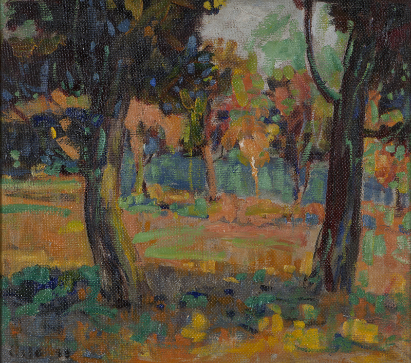 Fauvist landscape oil on masonite.