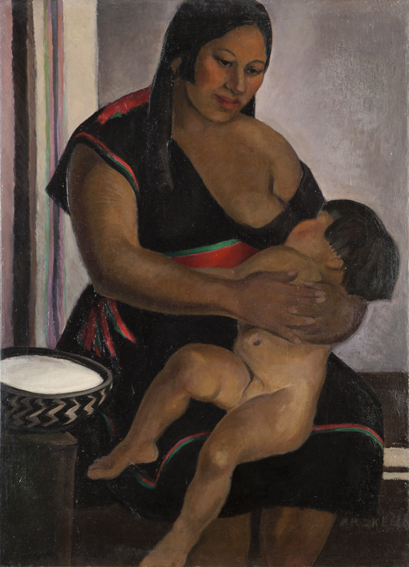  Hopi Mother and Child oil on 142a2a