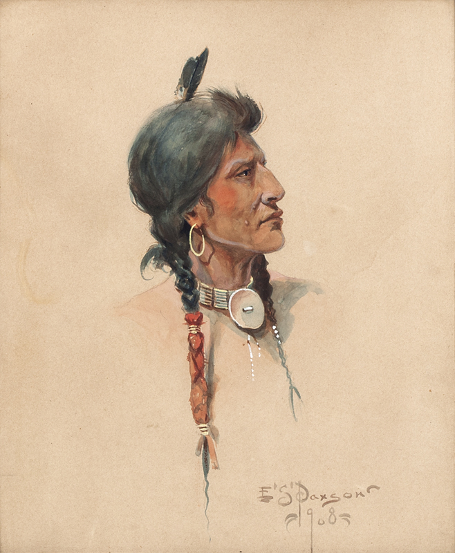 The Sioux Warrior watercolor with