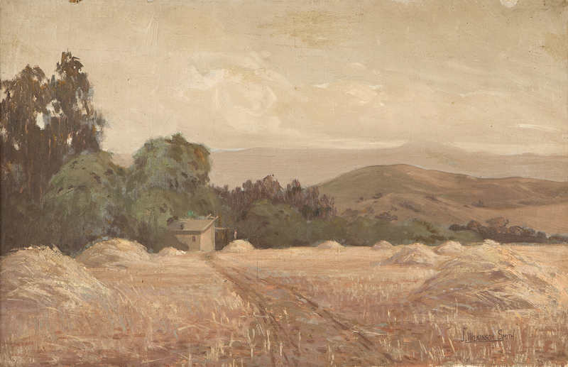 Hay fields and barn in a California