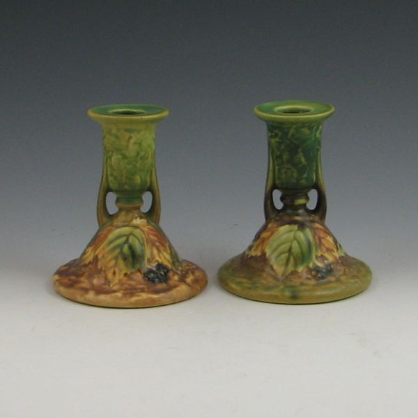 Roseville Blackberry 1086-4 1/2 candleholders.