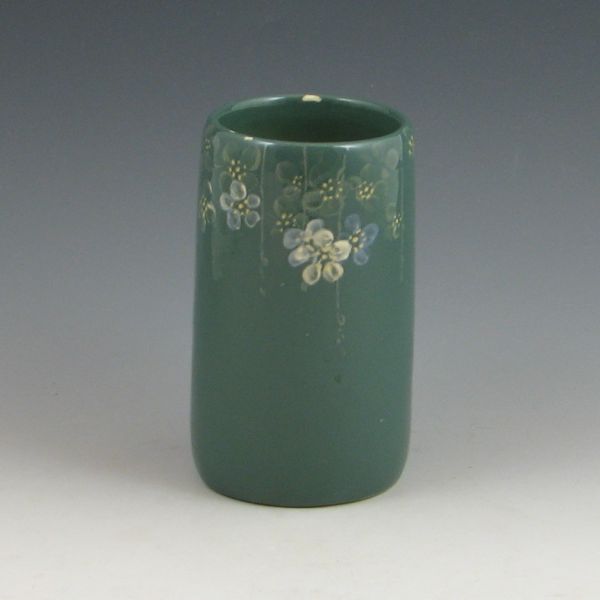 Weller cylinder vase with hand-decorated