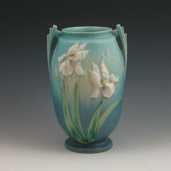 Roseville Iris vase in blue Marked 142d41