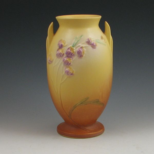 Roseville Ixia vase in yellow. Marked