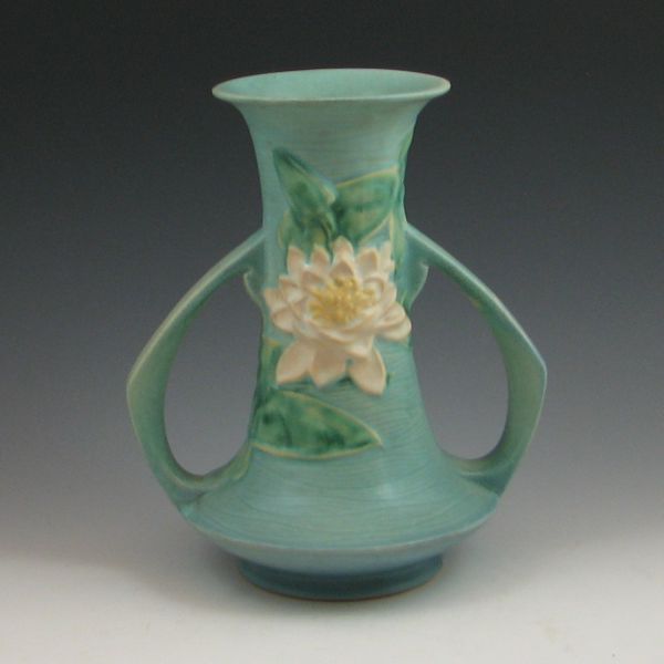 Roseville Water Lily vase in blue  142d61