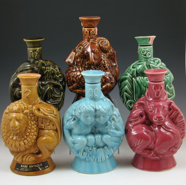 Set of 6 "Zodiac Series" 1970 decanters