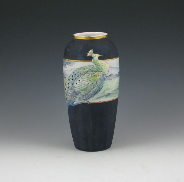 B Co Limoges vase with peacocks  142dea