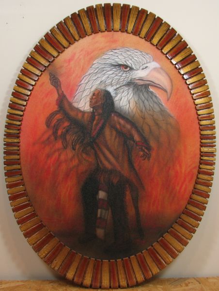 Large Oval Native American Airbrushing.