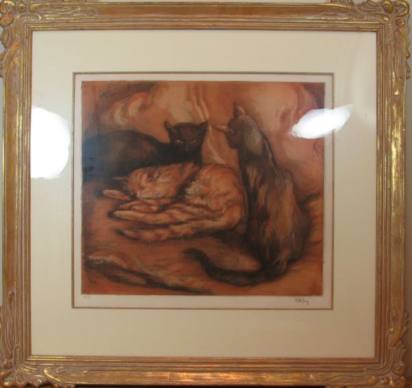  Les Trois Chats color etching 142e67