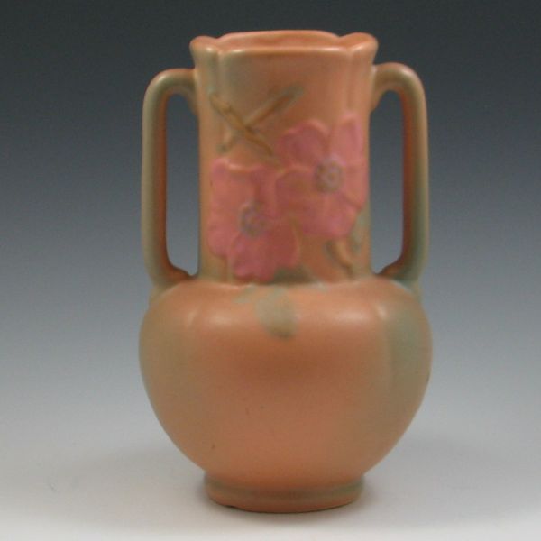 Weller Wild Rose Handled Vase marked