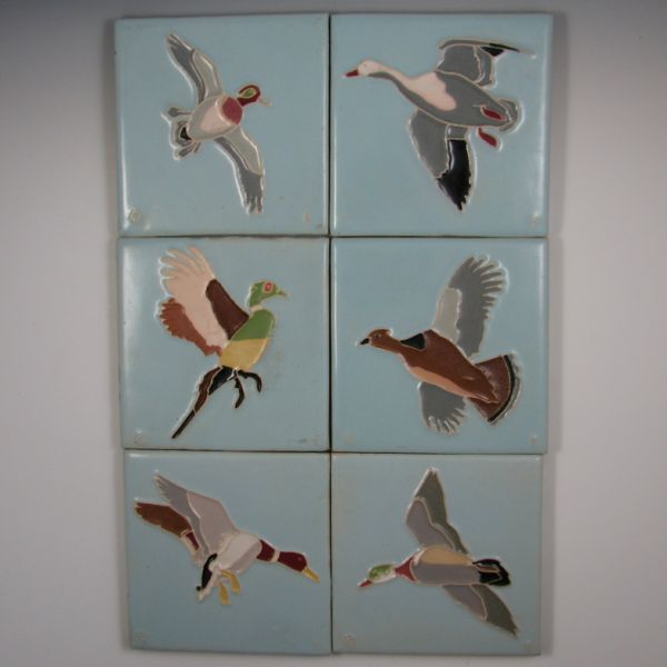 Set of Six 6 Mosaic Bird Tiles 142fad