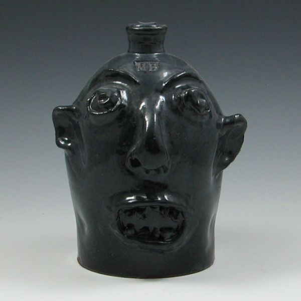 Marvin Bailey Face Jug blue marked 142fda