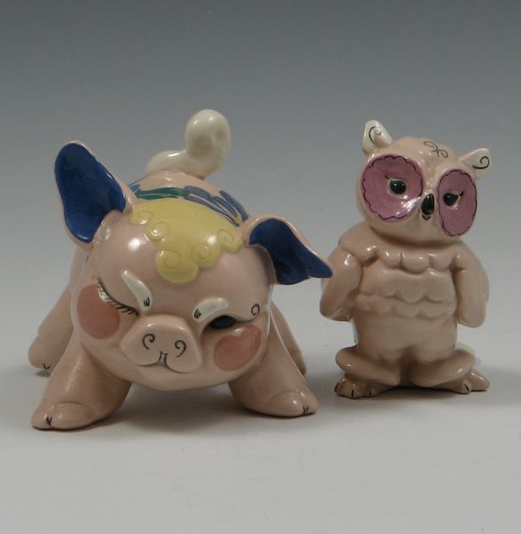 Kay Finch Pig and Owl Figurines