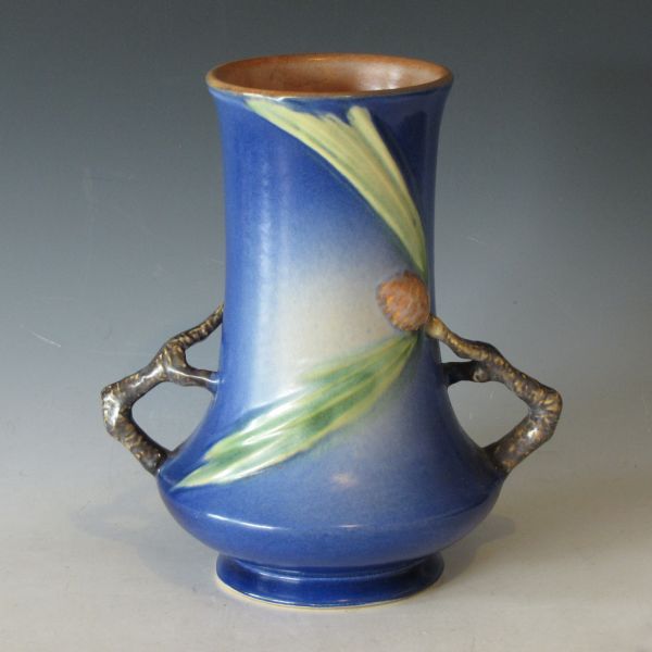 Roseville blue Pine Cone vase with