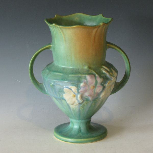 Roseville green Cosmos vase with