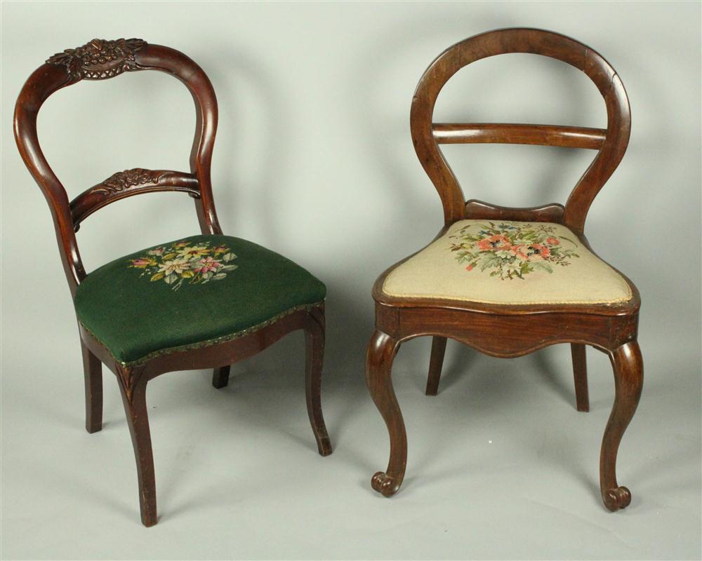 TWO VICTORIAN SIDE CHAIRS one with 145b00