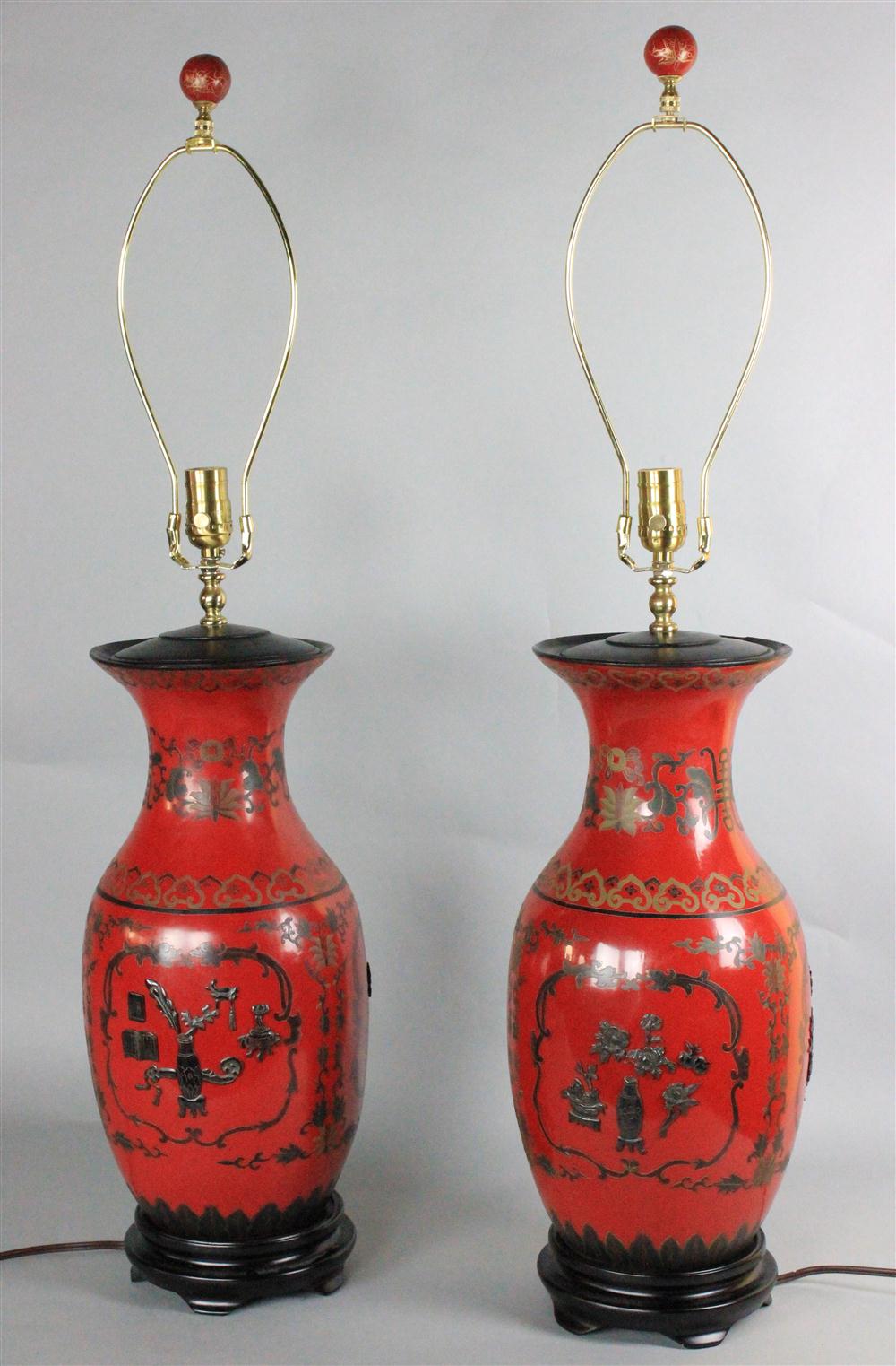 A PAIR OF MODERN CHINESE LAMPS