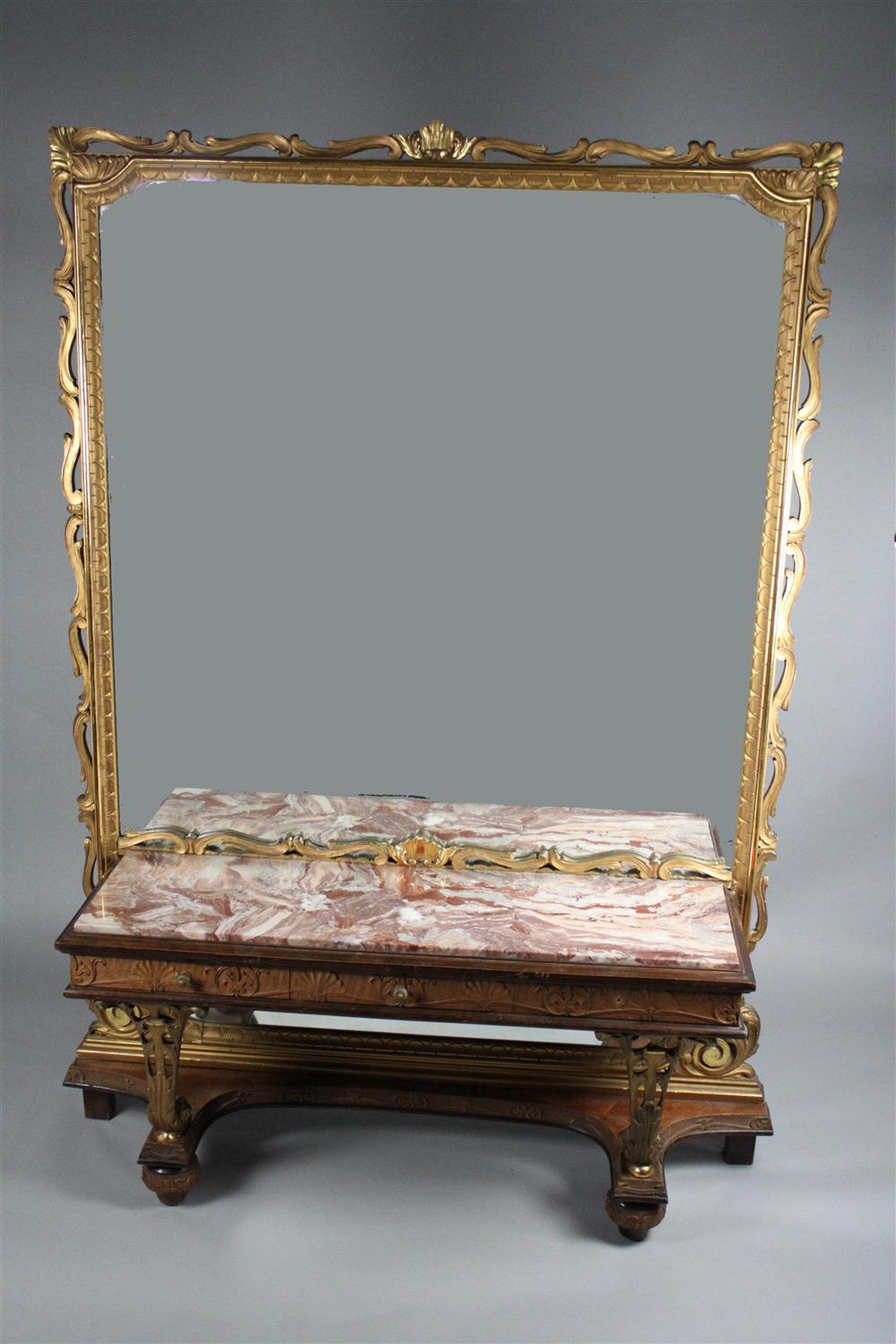 MONUMENTAL HALL MIRROR AND ATTACHED