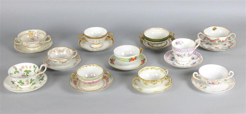 SIX BOUILLON CUPS AND FIVE COFFEE CUPS