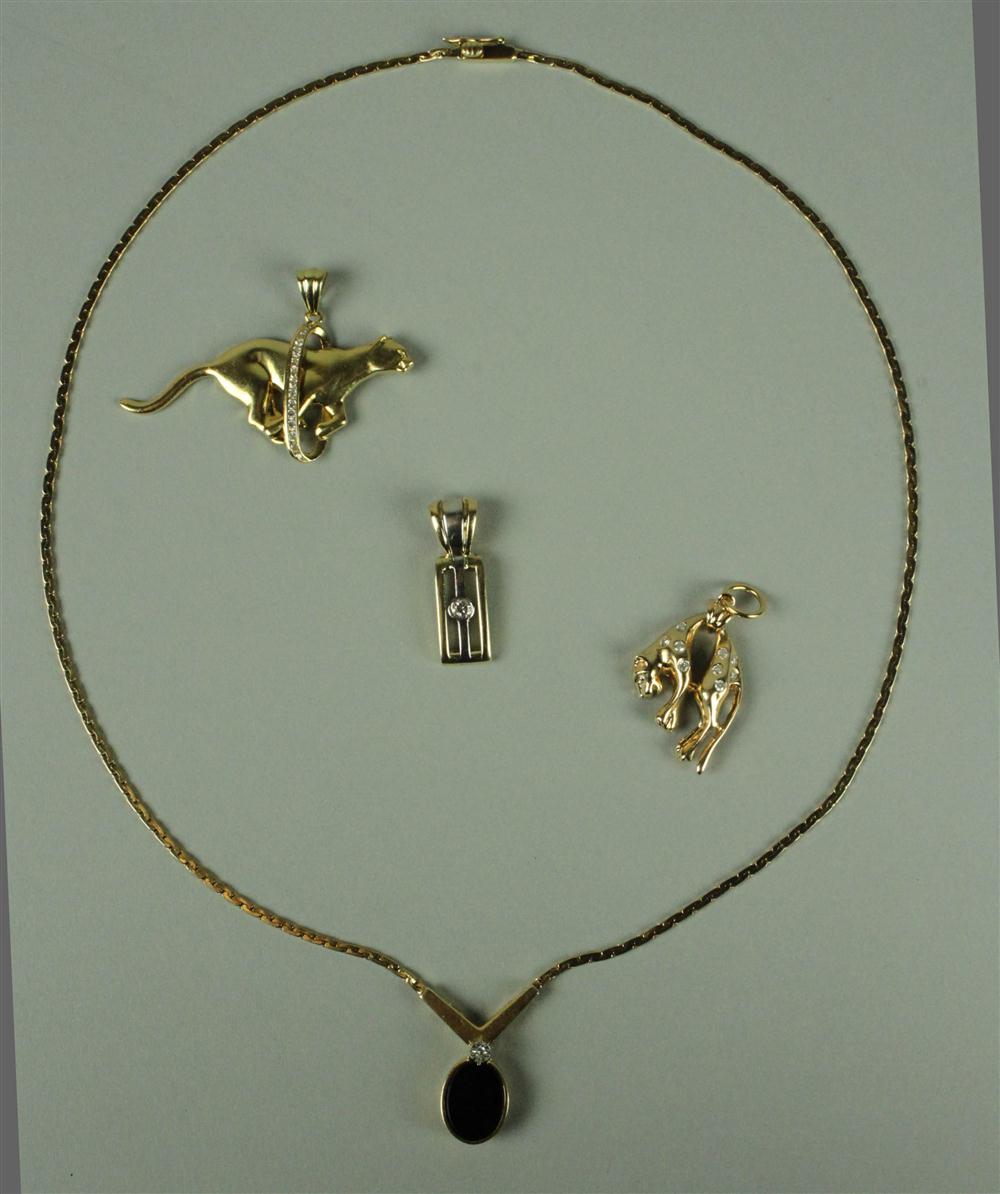 GROUP OF LADY'S GOLD PENDANTS including