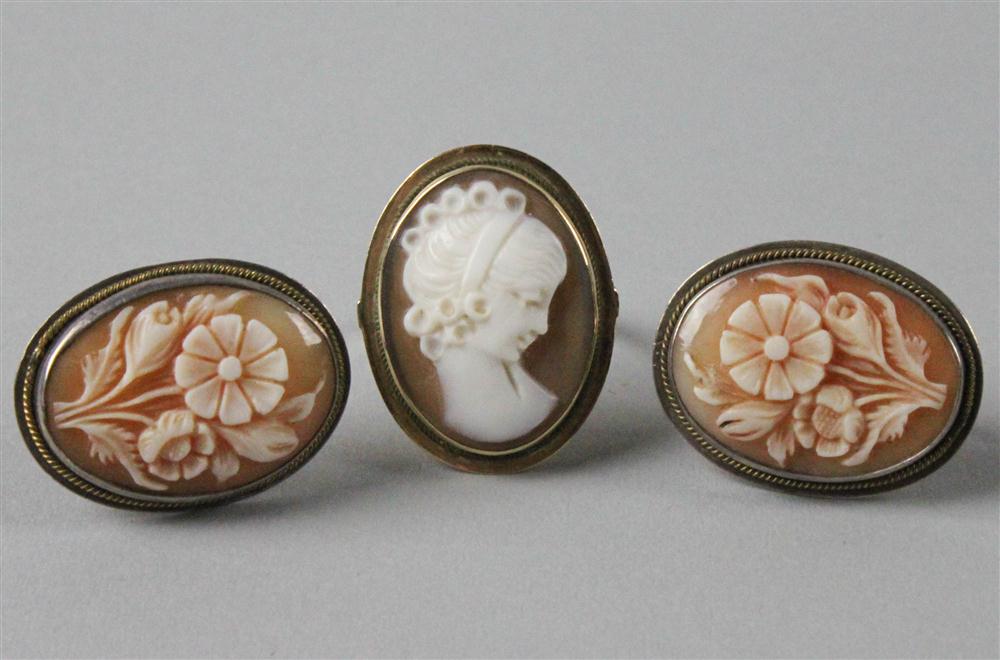 SILVER MOUNTED SHELL CAMEO EARRINGS 145b6b