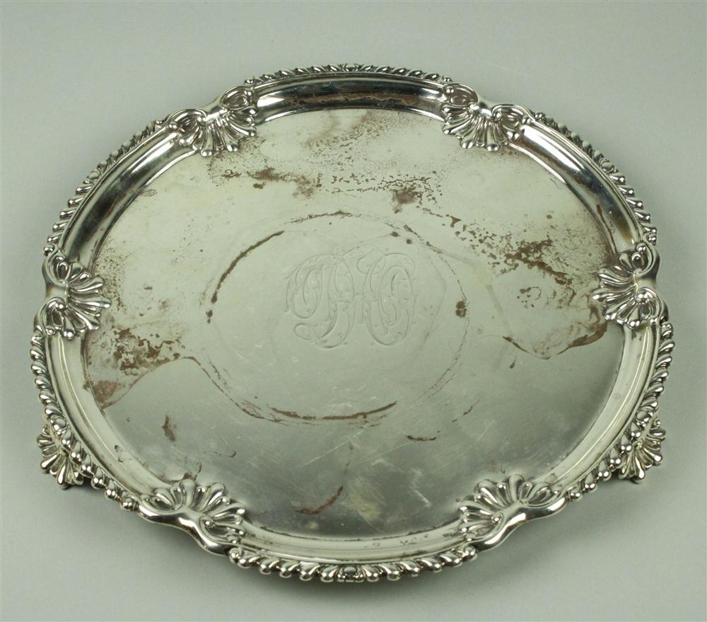 VICTORIAN SILVER CIRCULAR TRAY 145ba0