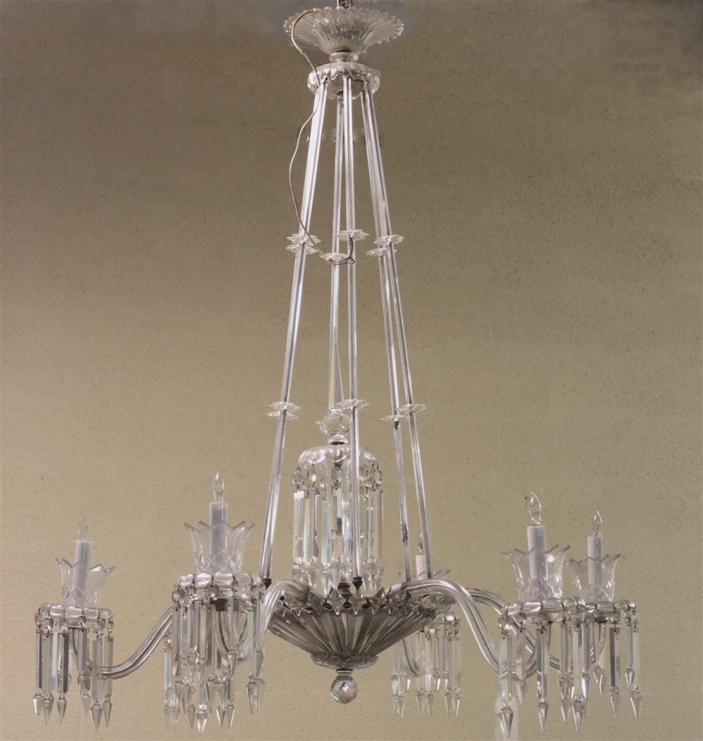 LARGE CLASSICAL CRYSTAL SIX-LIGHT CHANDELIER.