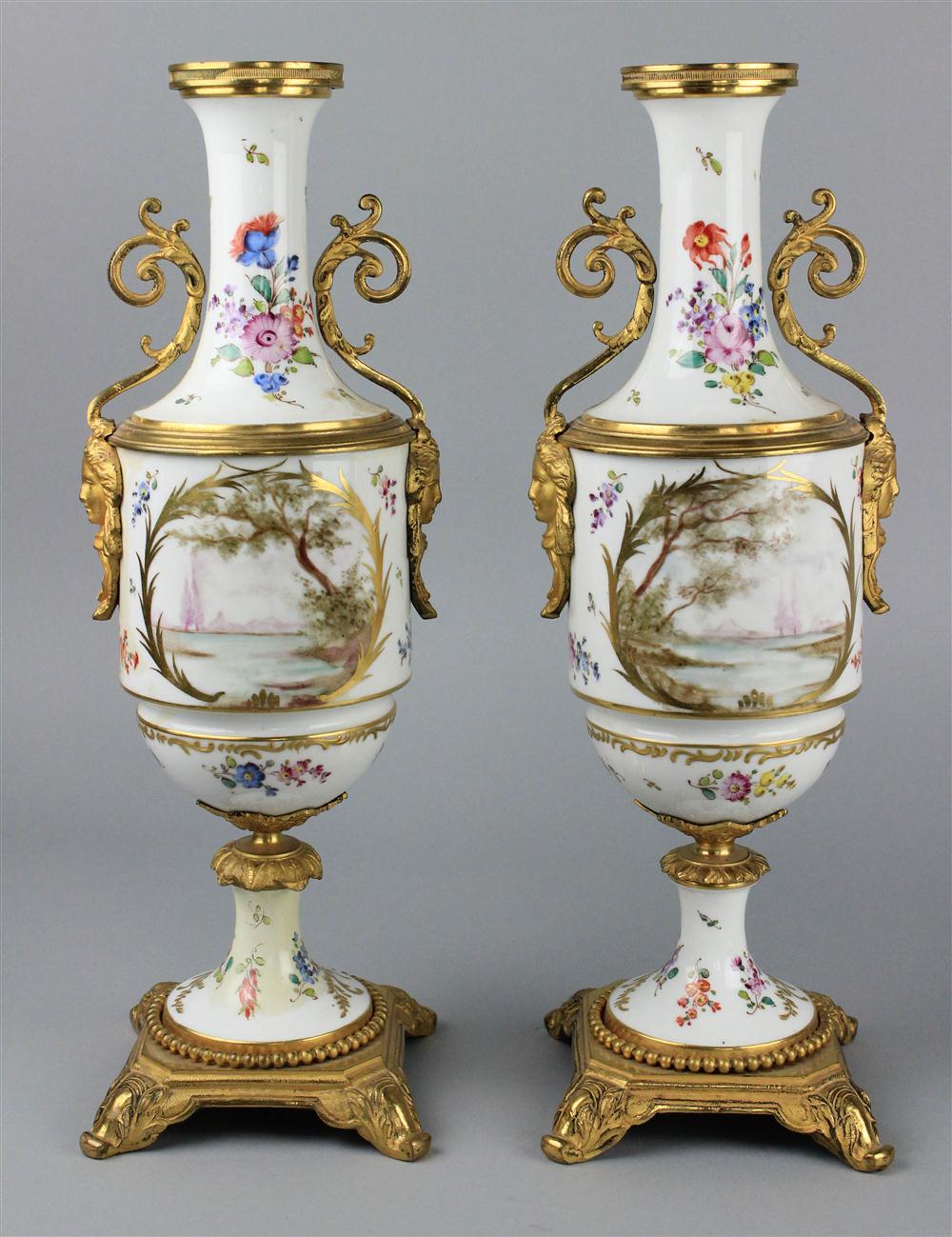 PAIR OF SEVRES STYLE ORMOLU MOUNTED 145c16