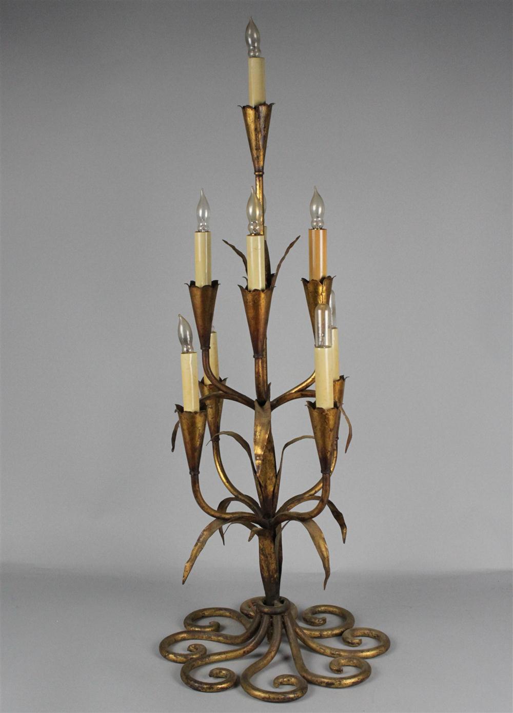 PAIR OF ELABORATE GLASS THREE-LIGHT