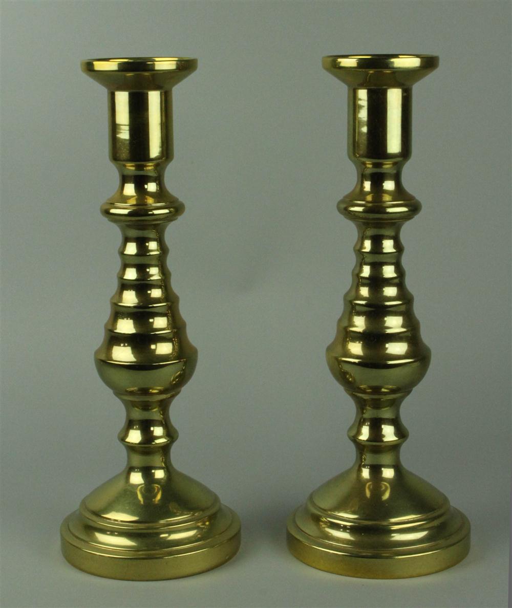 PAIR OF BRASS CANDLESTICKS h:12 in.