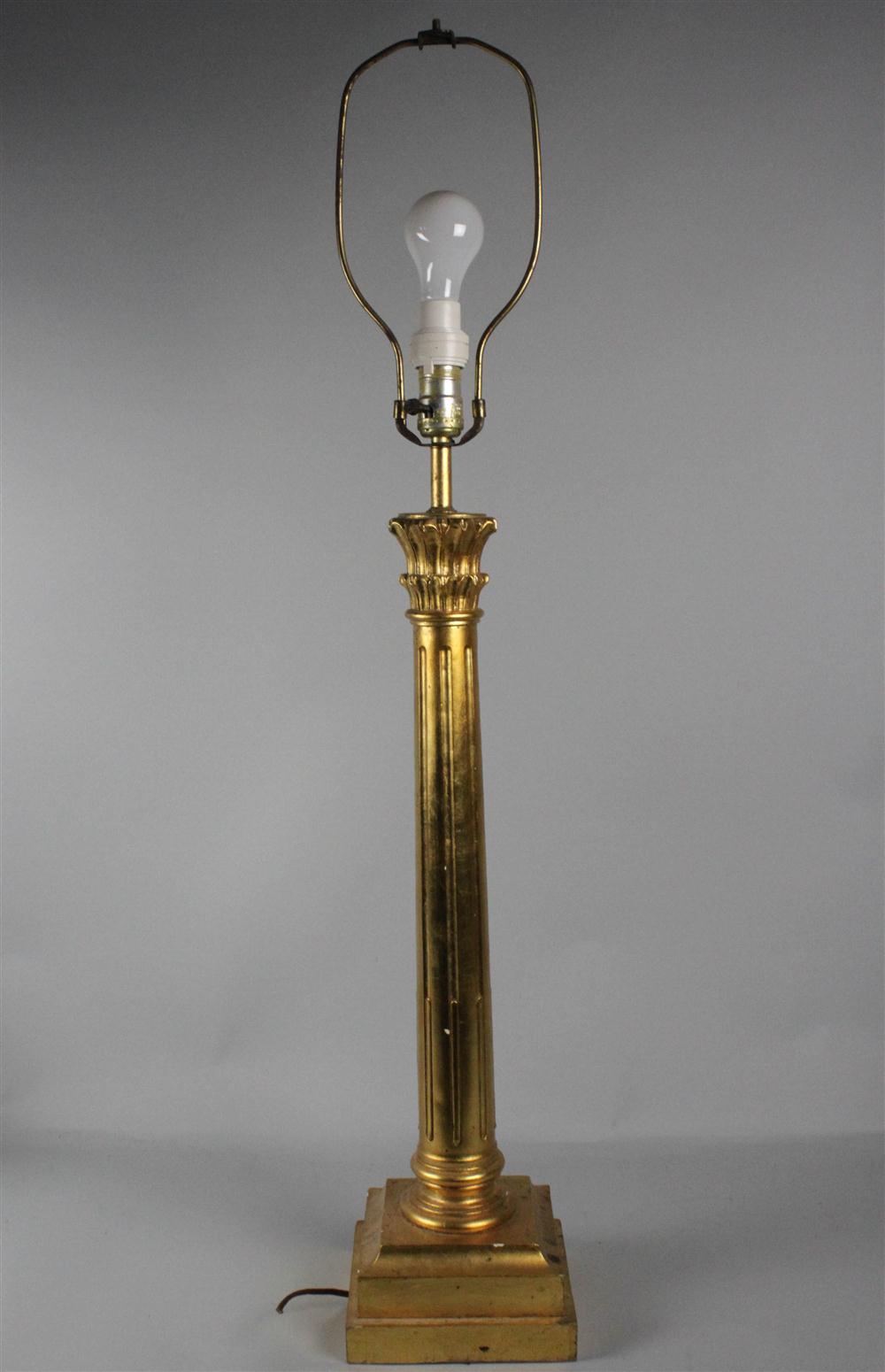 A GILTWOOD LAMP IN THE FORM OF A CORINTHIAN