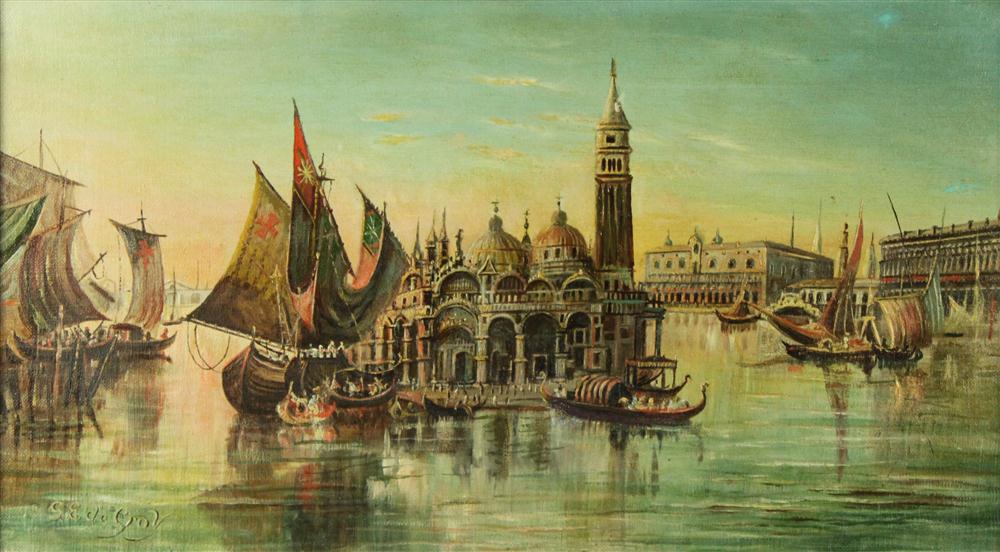 G E GRAY VENICE GRAND CANAL OIl 145c5e