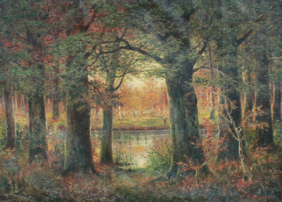 19TH CENTURY AUTUMNAL FOREST PAINTING