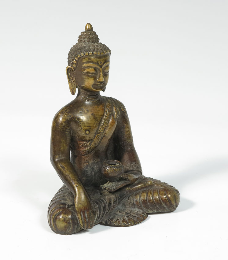 CHINESE BRONZE SEATED BUDDHA Marked 145cc0