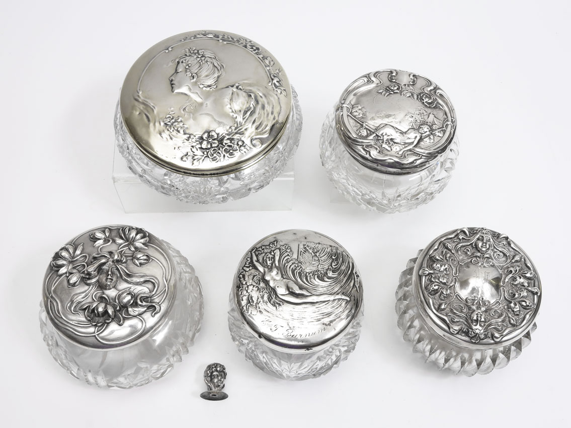 ART NOUVEAU STERLING SILVER LIDDED POWDER