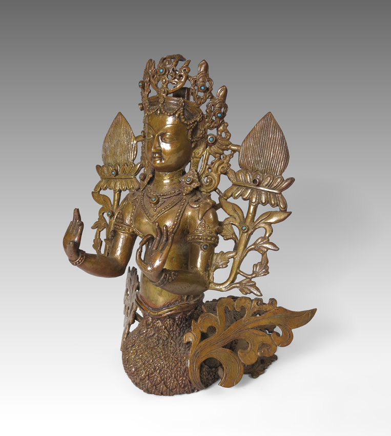 NEPALESE BRONZE HINDU GODDESS FIGURE: