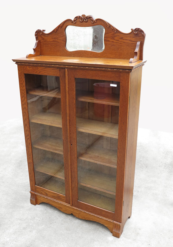 LARKIN OAK DOUBLE DOOR BOOKCASE: