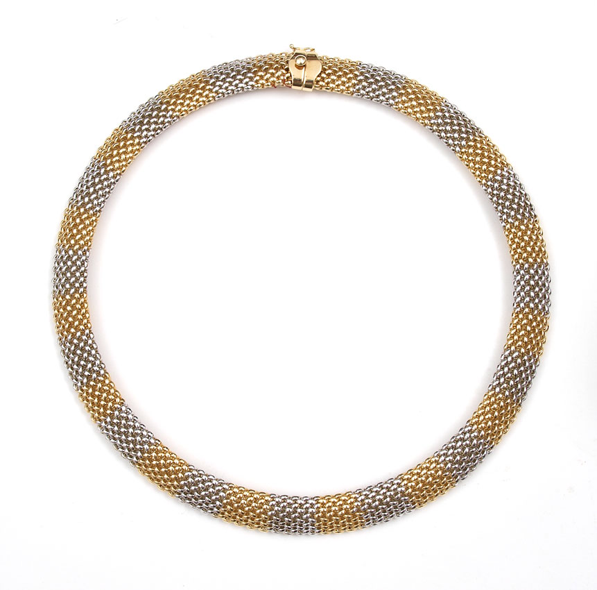 14K TWO TONE GOLD MESH NECKLACE  145d3f