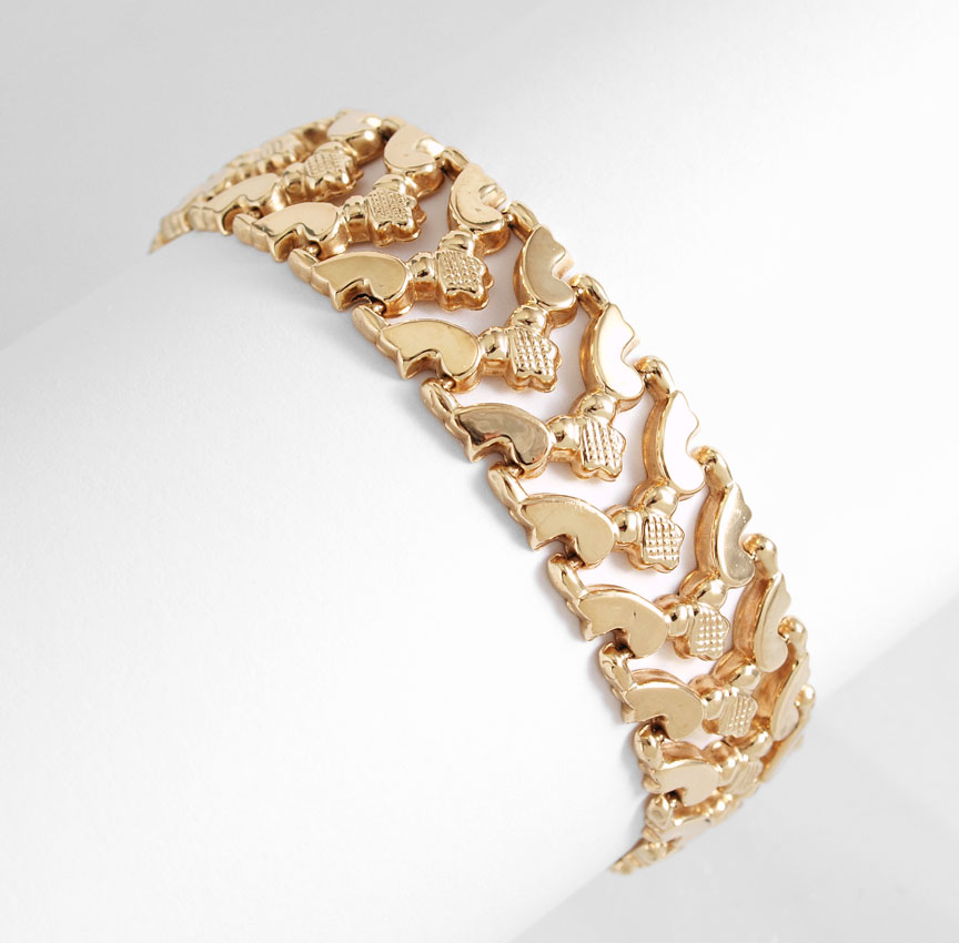 14K FANCY LINK BRACELET: 14K yellow