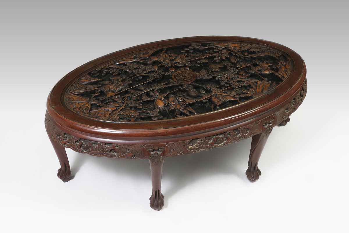 CARVED CHINESE COFFEE TABLE WITH