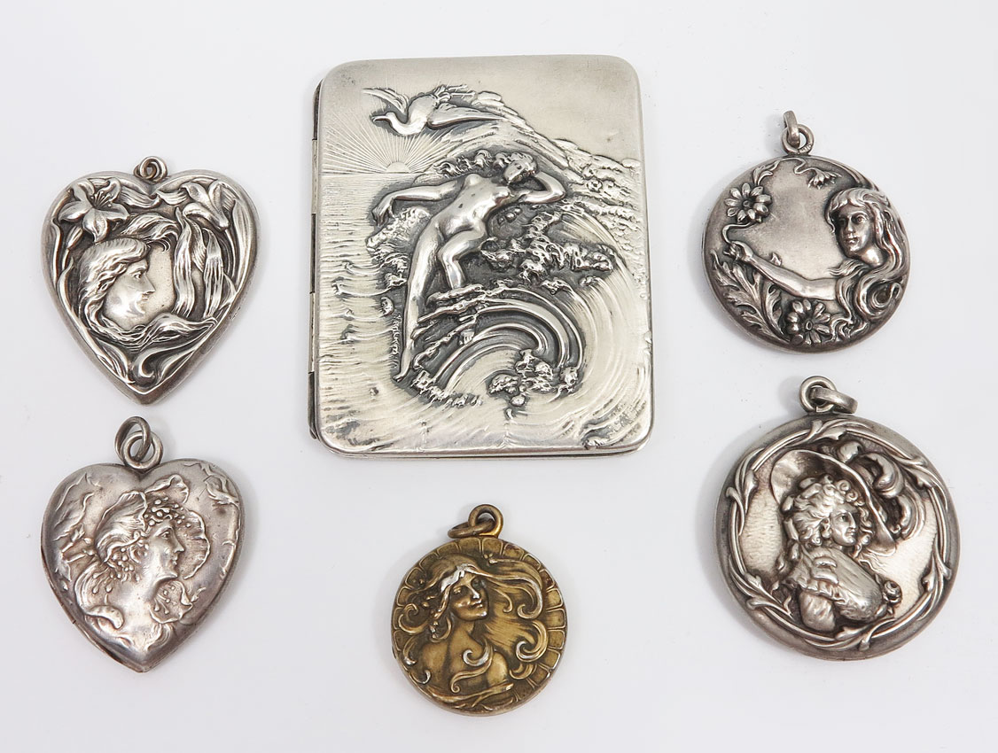 ART NOUVEAU STERLING SILVER LOCKETS  145d9a