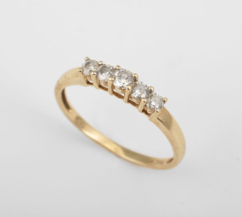 5 STONE DIAMOND RING BAND 14K 145dab