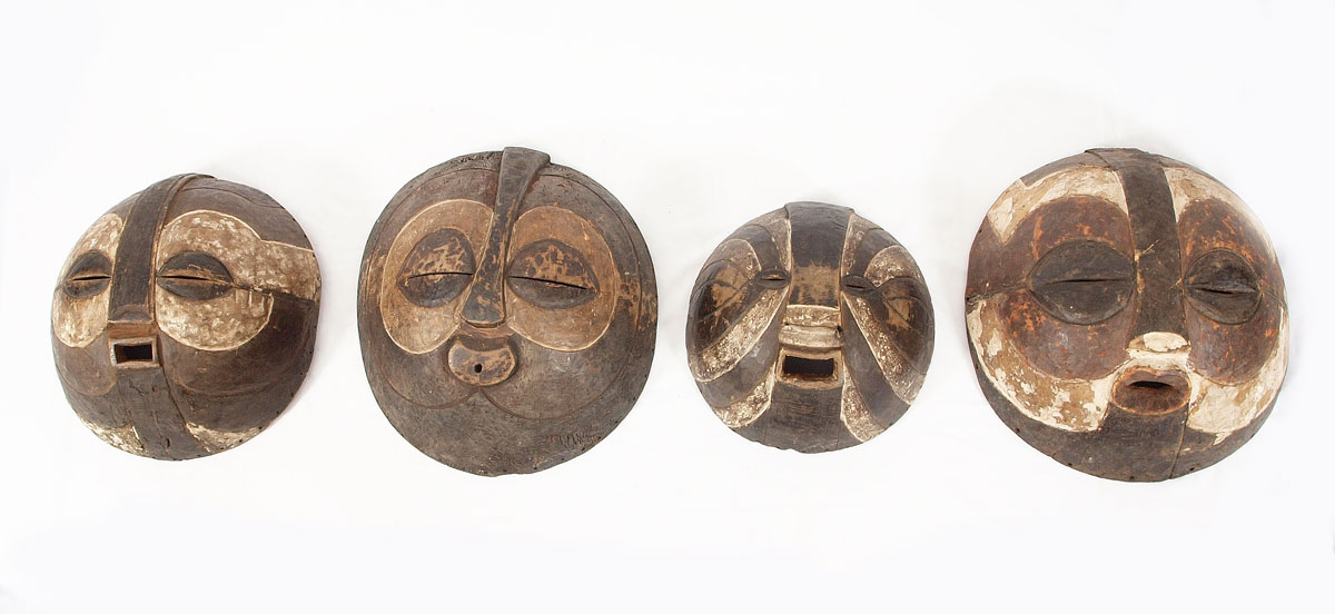 4 CARVED AFRICAN LUBA KIFWEBE MASKS: