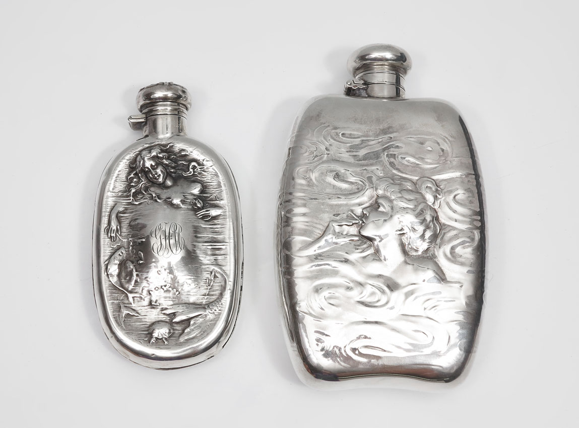 ART NOUVEAU STERLING SILVER FLASKS  145db4