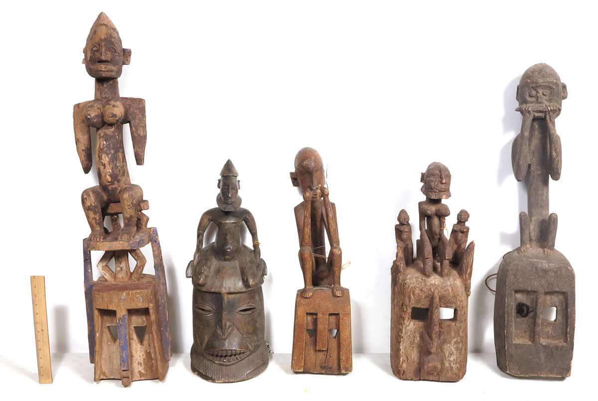 5 CARVED AFRICAN DOGON FIGURAL 145dc6